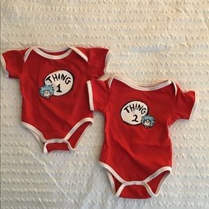 Thing 1 and Thing 2 - 3 month Onesie